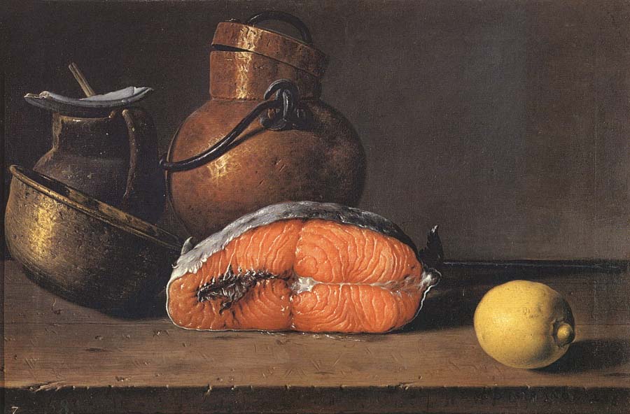 Still Life with Salmon, a Lemon and Three Vessels